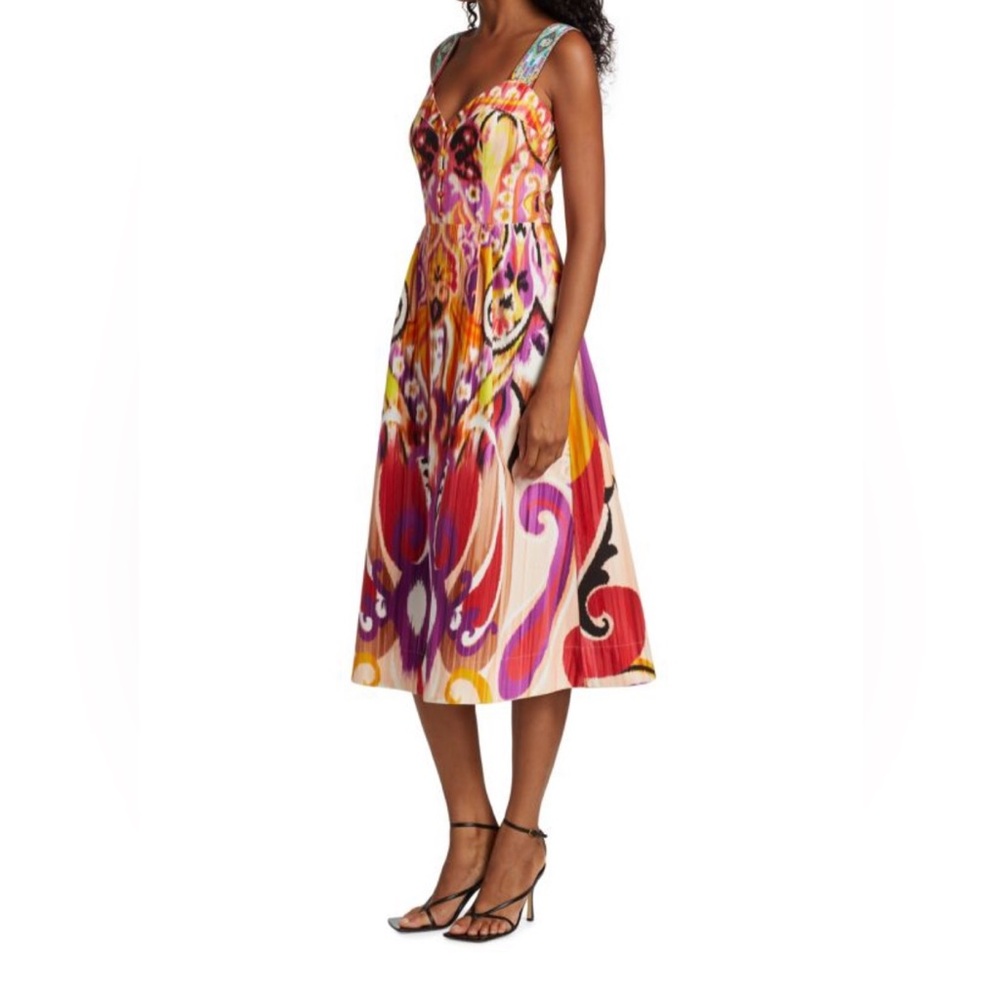 ETRO FUCHSIA IKAT RIBBON STRAP MIDI DRESS SIZE EU 40 - Picture 3 of 13